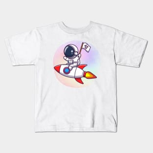 Astronaut rocket rider Kids T-Shirt